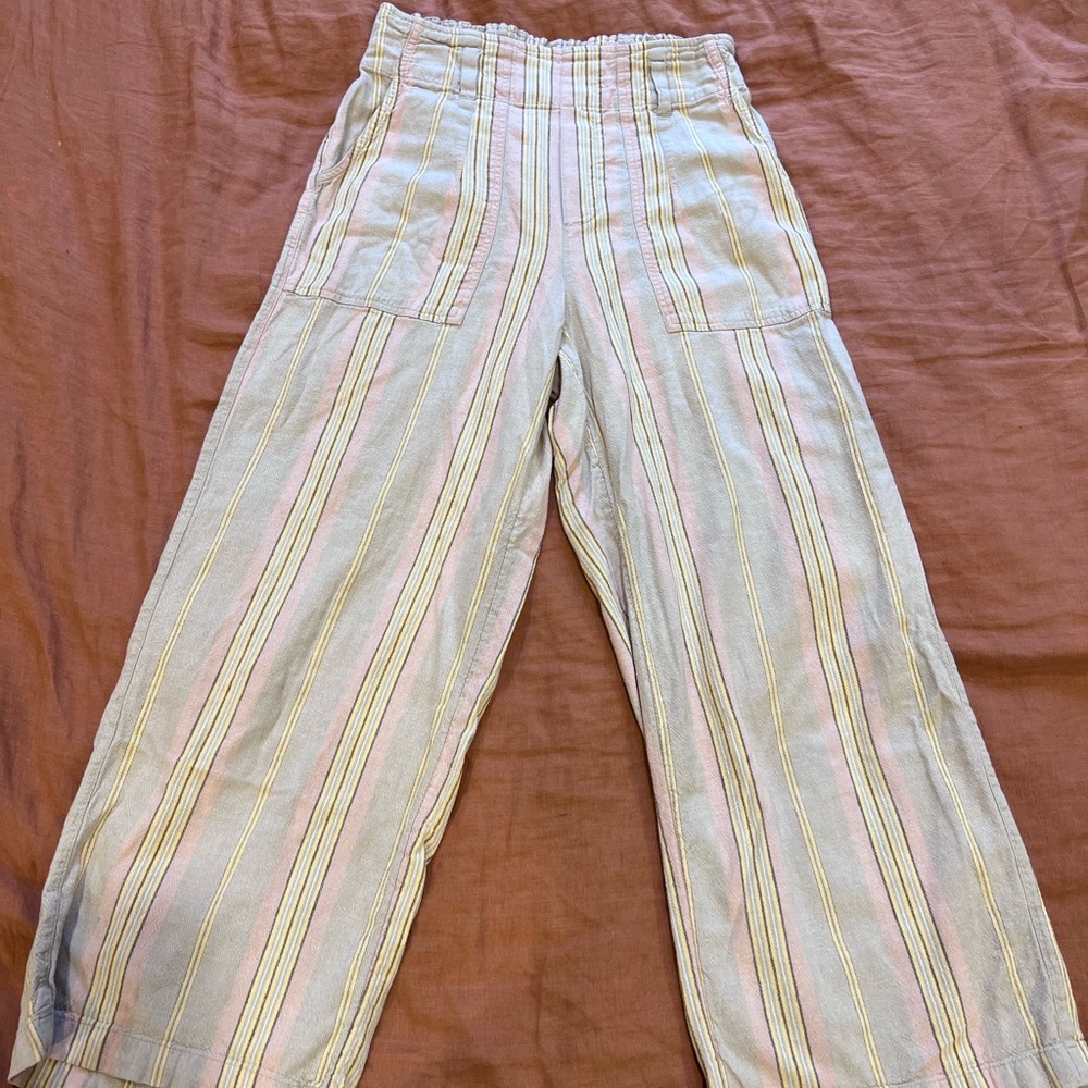 American Eagle Outfitters Wide-Leg Linen Striped Pants, Women’s M